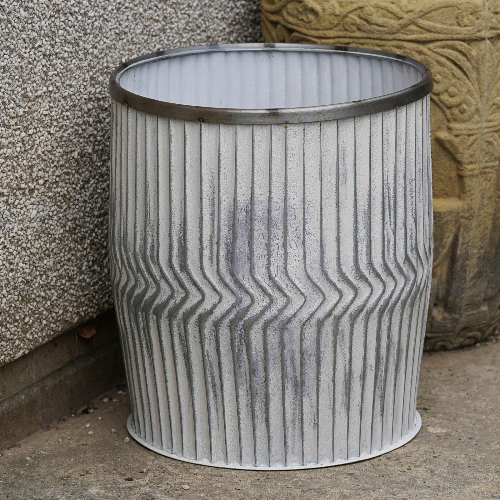 Galvanised Chevron Dolly Tub Planters – Single or Set of 2