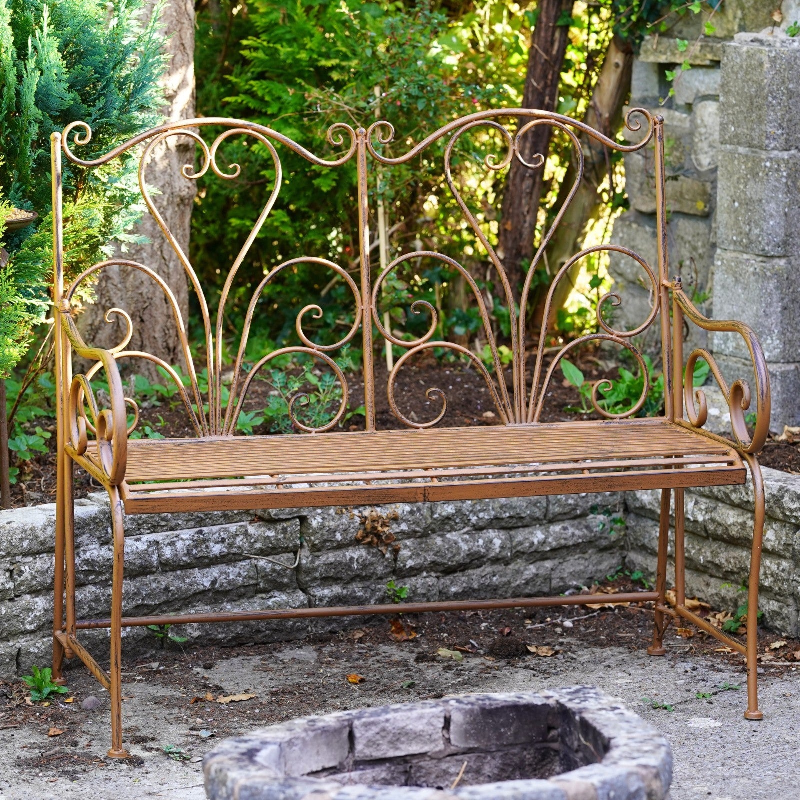 Wrought Iron Garden Bench – 2 Seater