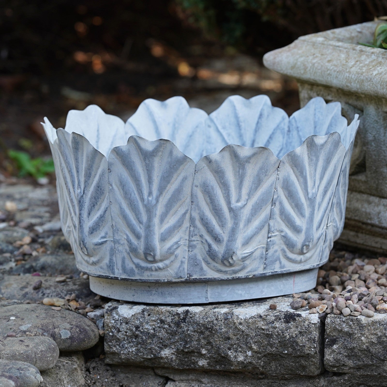 Galvanised Metal Leaf Planters