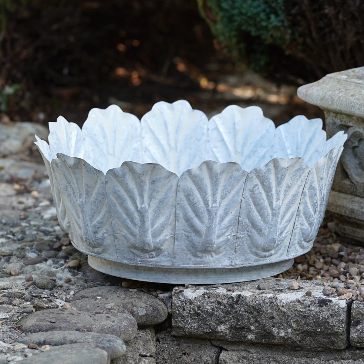 Galvanised Metal Leaf Planters