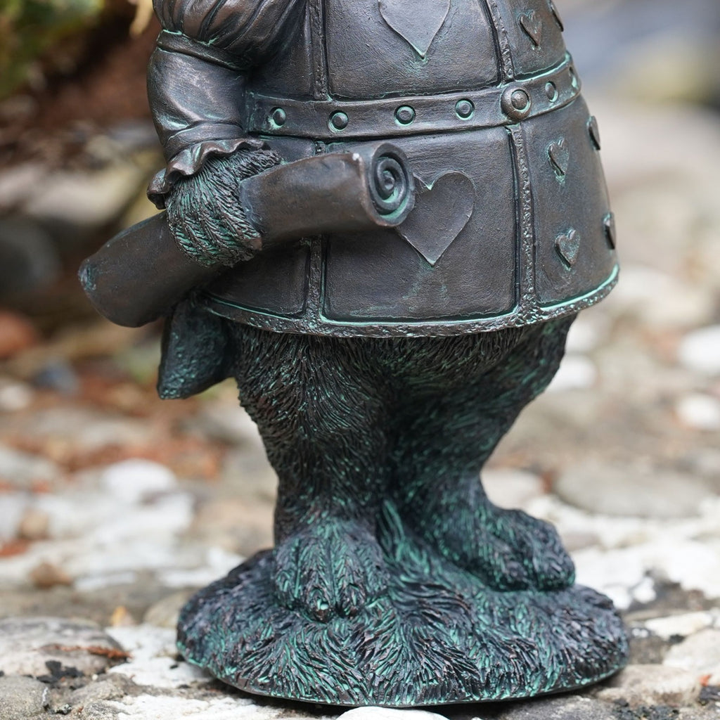 Trumpeting White Rabbit Bronze Effect Resin Garden Statue