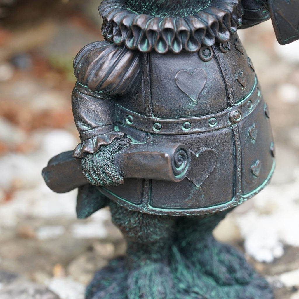 Trumpeting White Rabbit Bronze Effect Resin Garden Statue