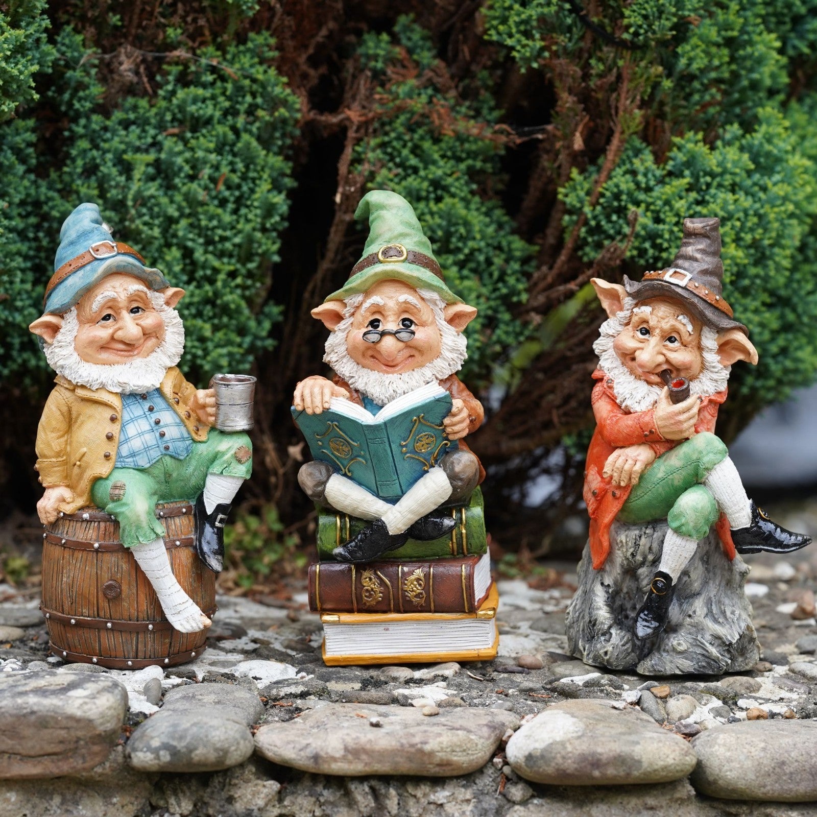 Garden Gnomes Set of 3 Resin Ornaments