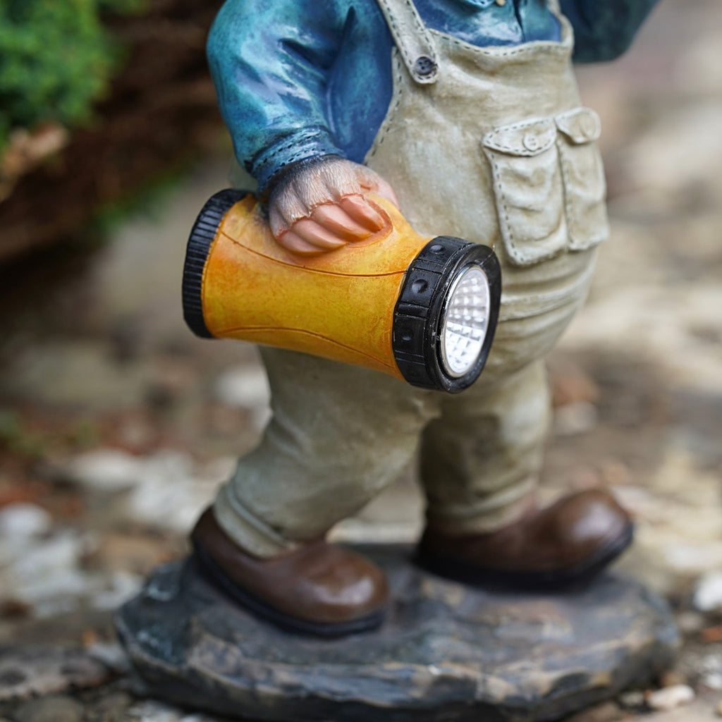 Mining Mole with Solar Lantern Resin Garden Ornament