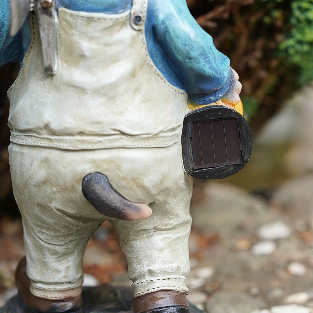 Mining Mole with Solar Lantern Resin Garden Ornament