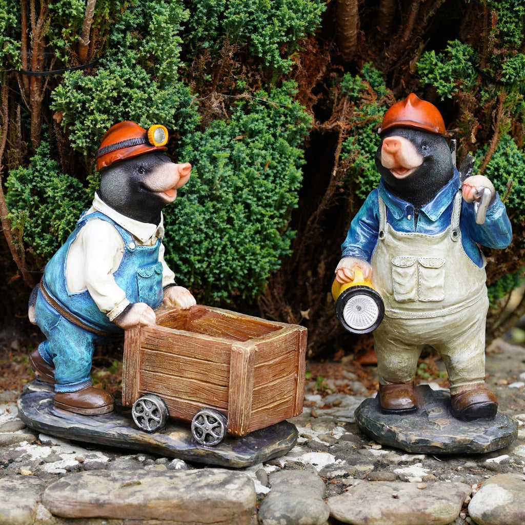 Mining Moles Resin Garden Ornaments – Set of 2
