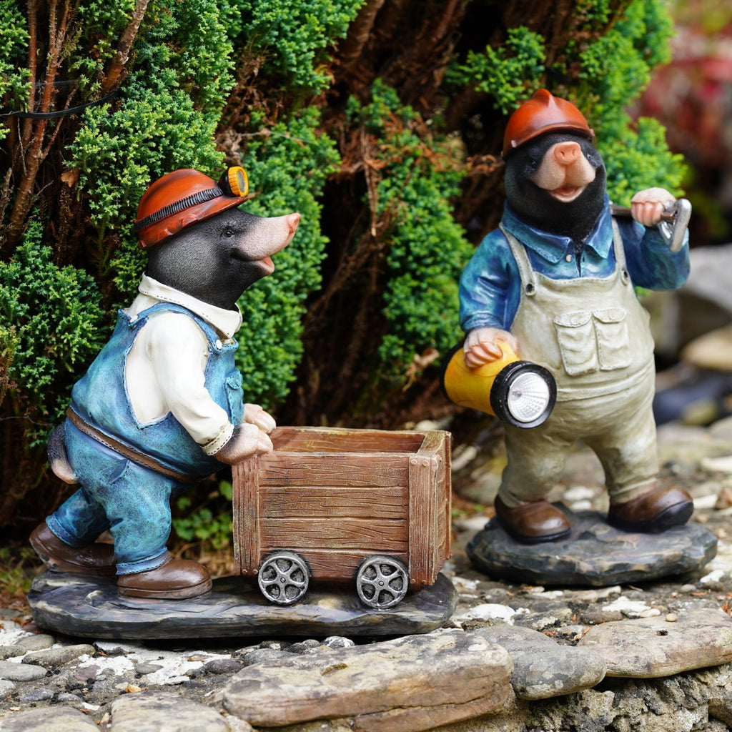 Mining Moles Resin Garden Ornaments – Set of 2