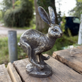 Gold Running Hare Resin Statue