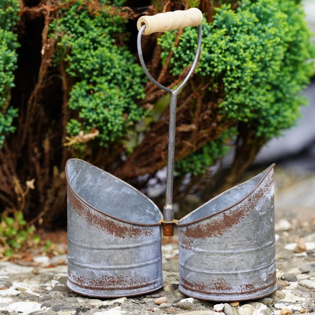 Galvanised Double Planter with Handle