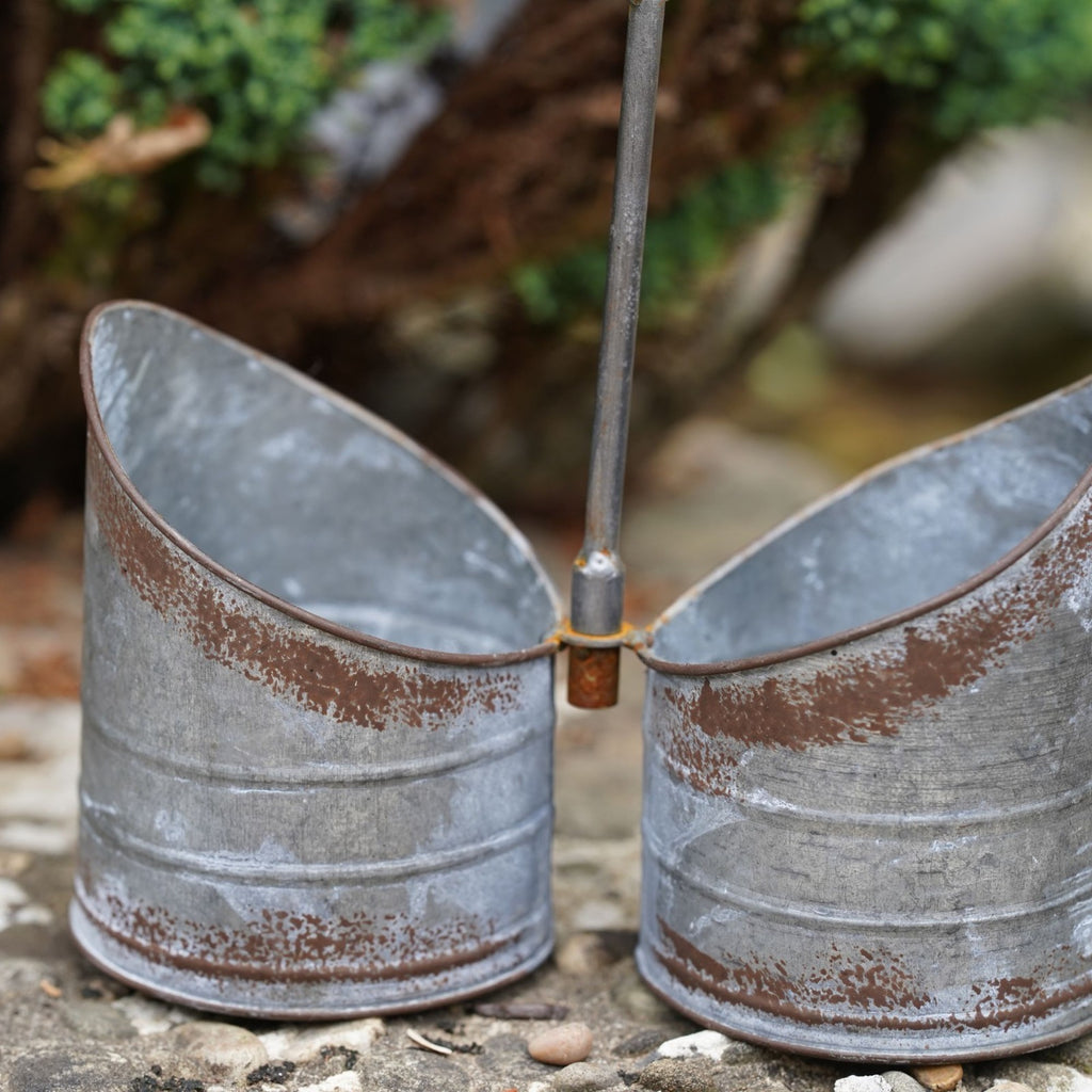 Galvanised Double Planter with Handle