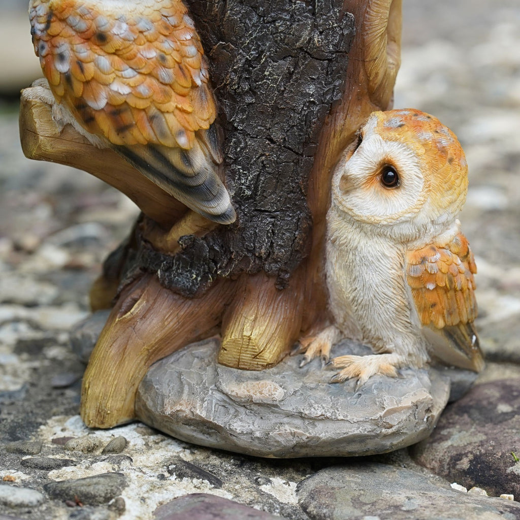 Woodland Owl Bird Bath – Resin Tree Stump Garden Ornament