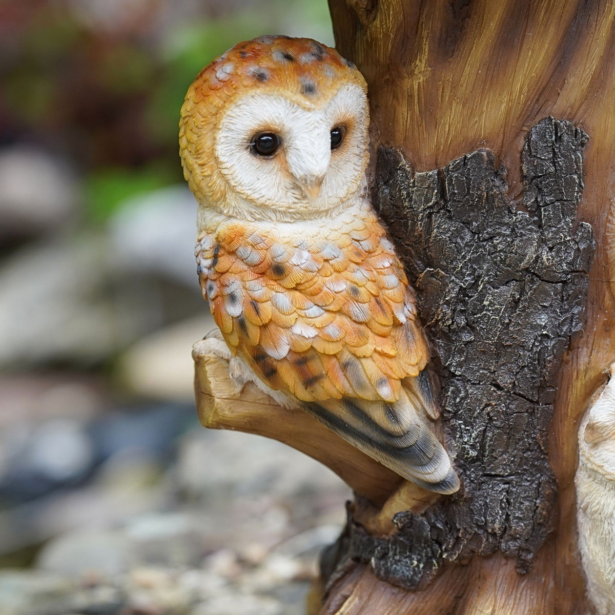 Woodland Owl Bird Bath – Resin Tree Stump Garden Ornament