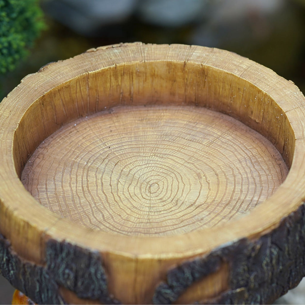 Woodland Owl Bird Bath – Resin Tree Stump Garden Ornament