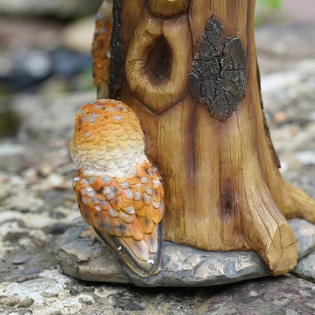 Woodland Owl Bird Bath – Resin Tree Stump Garden Ornament