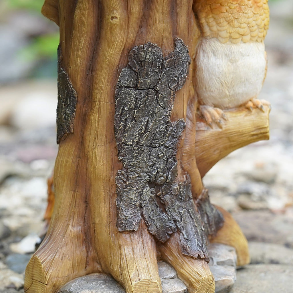 Woodland Owl Bird Bath – Resin Tree Stump Garden Ornament