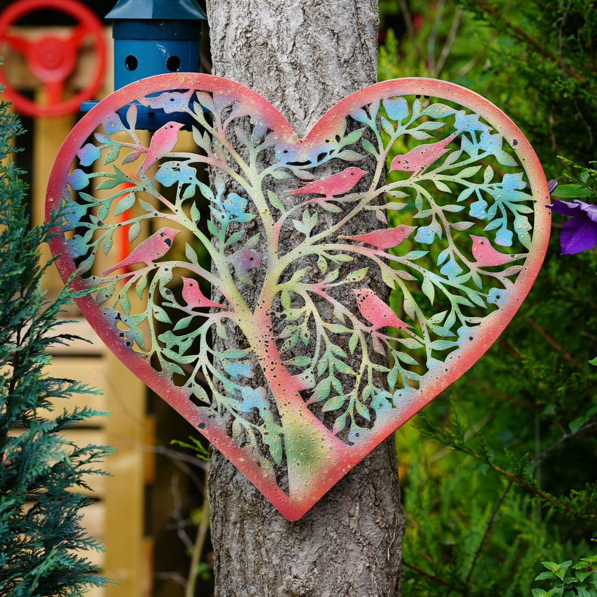 XL Heartwood Flock Metal Wall Plaque