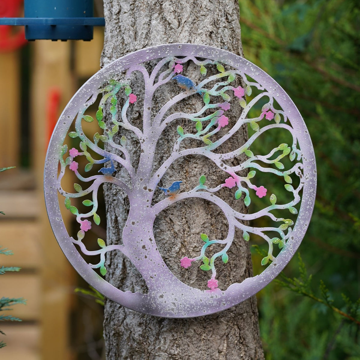 Blossom & Blue Metal Wall Plaque