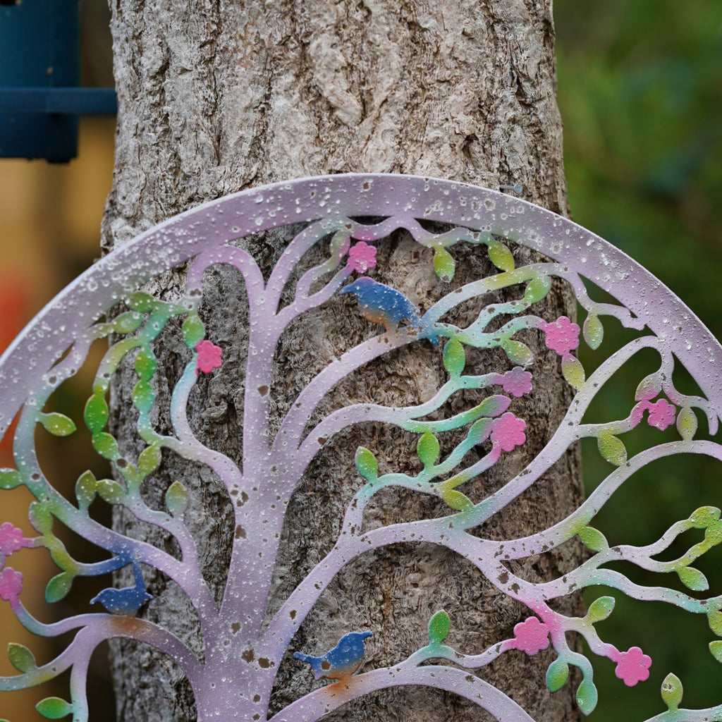 Blossom & Blue Metal Wall Plaque