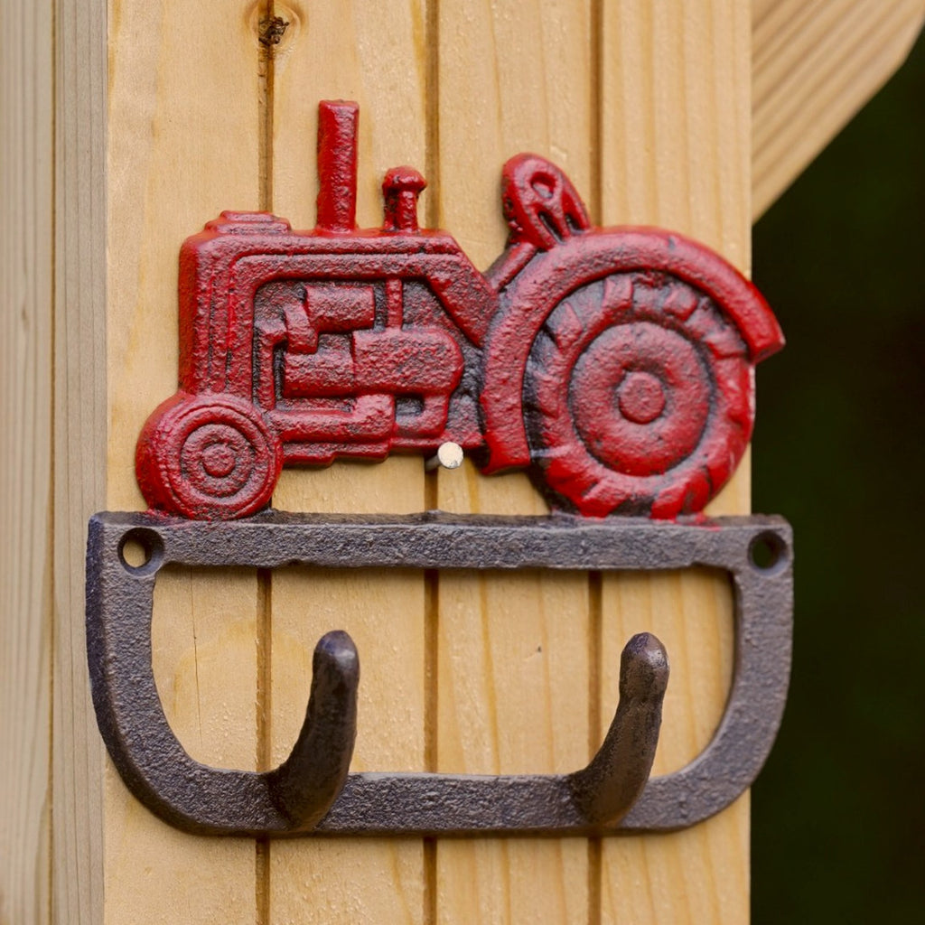 Cast Iron Tractor Coat / Key Hook Red