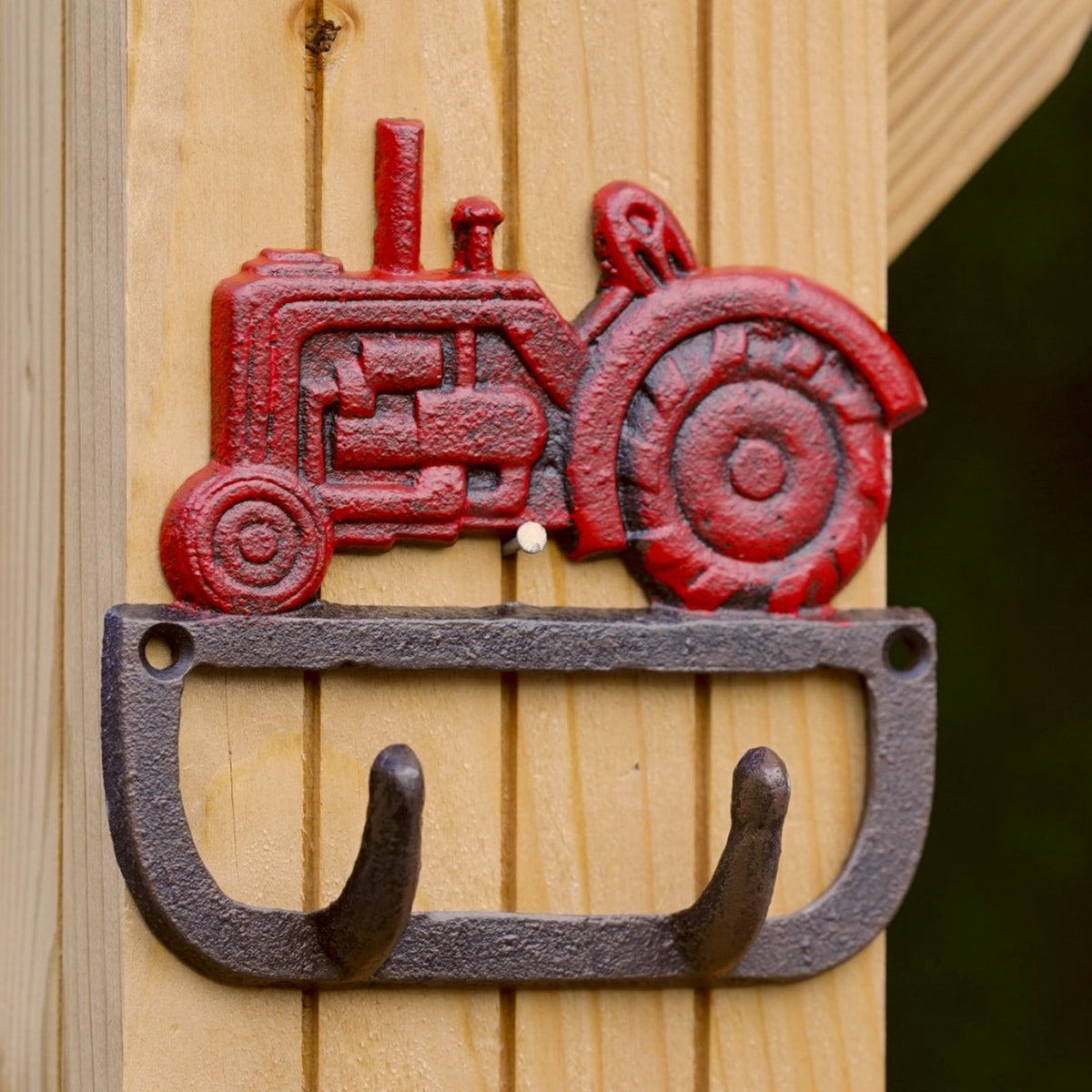 Cast Iron Tractor Coat / Key Hook Red