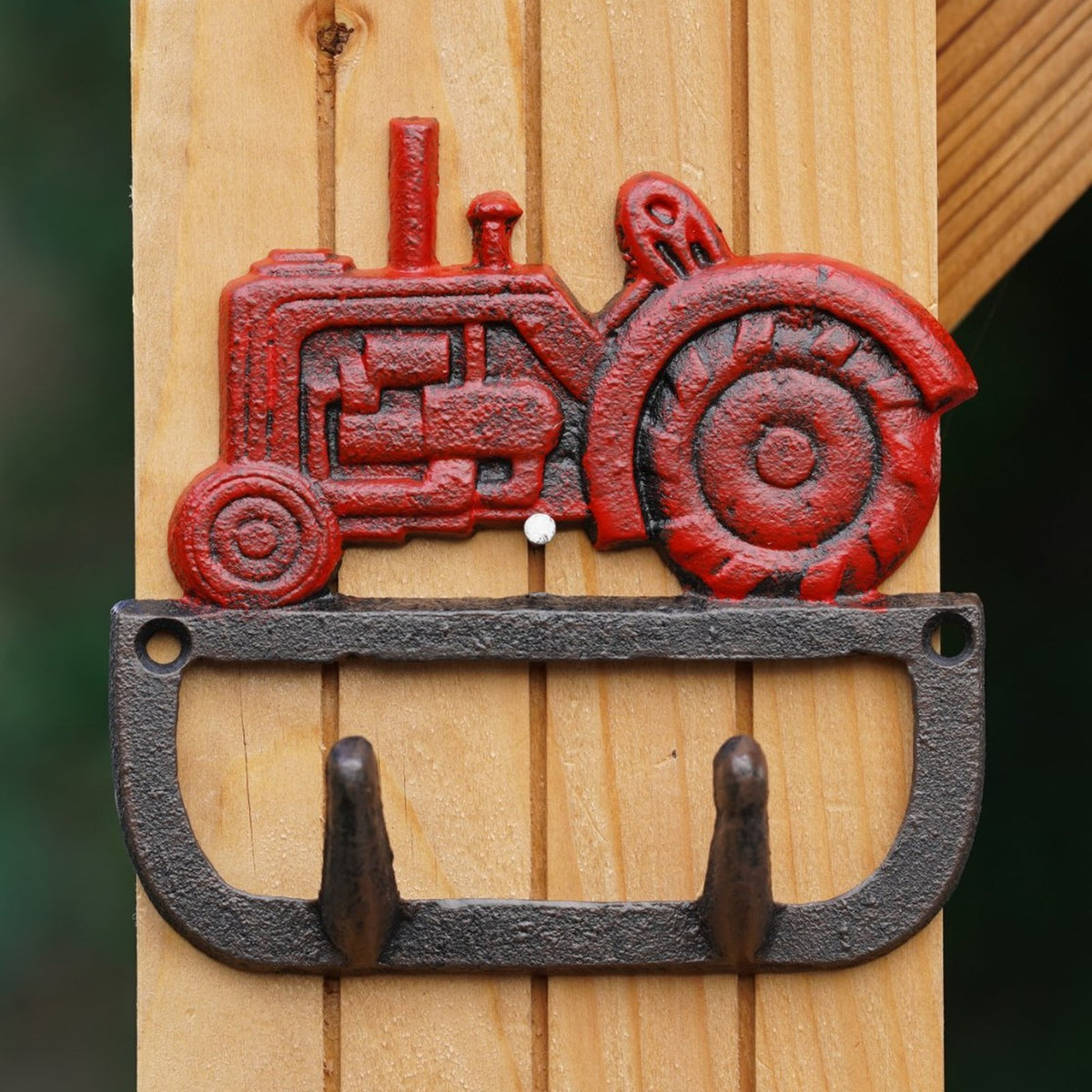 Cast Iron Tractor Coat / Key Hook Red
