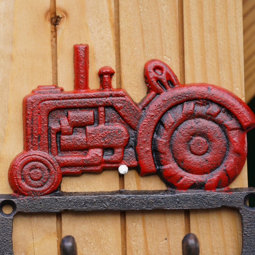 Cast Iron Tractor Coat / Key Hook Red
