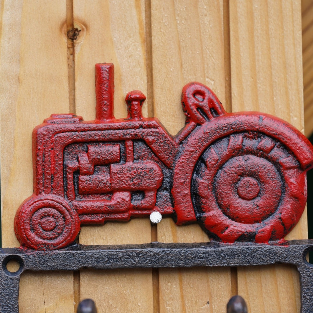 Cast Iron Tractor Coat / Key Hook Red