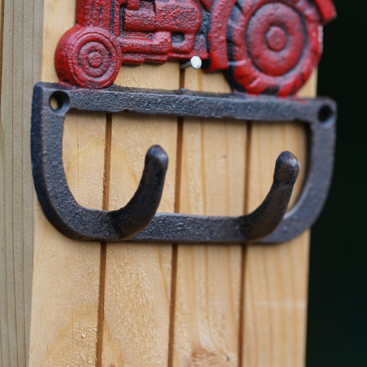 Cast Iron Tractor Coat / Key Hook Red