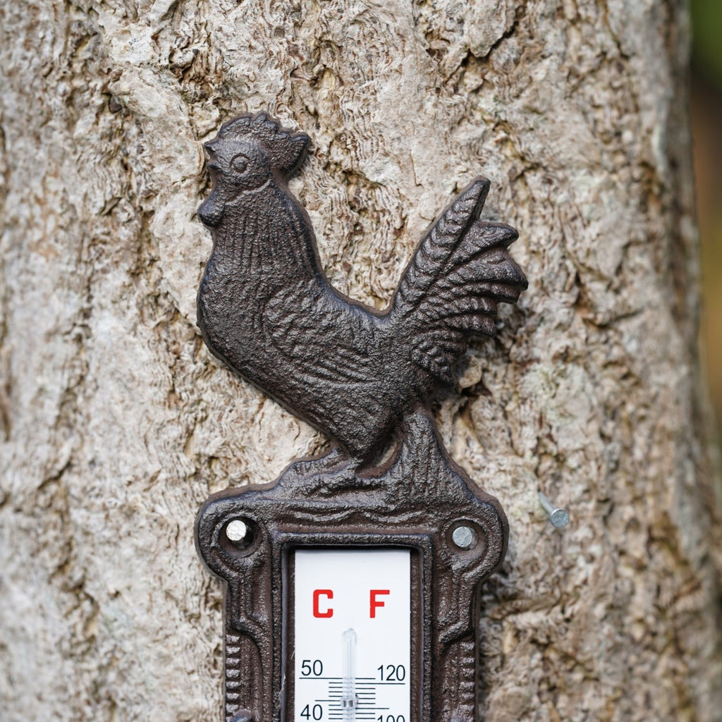 Cast Iron Cockerel Wall Thermometer