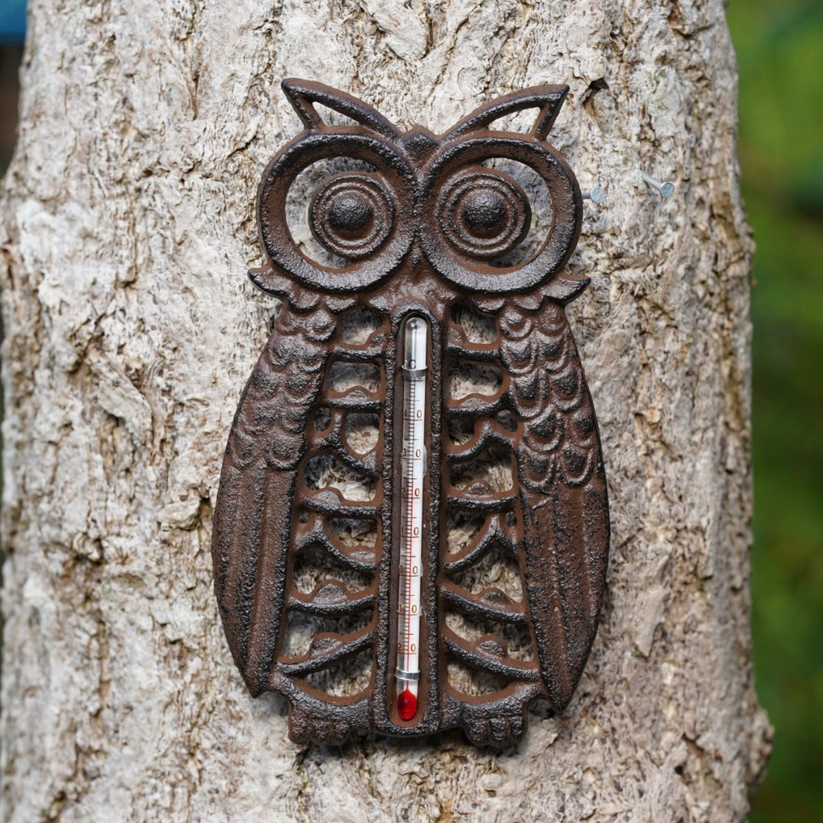 Cast Iron Owl Garden Wall Thermometer