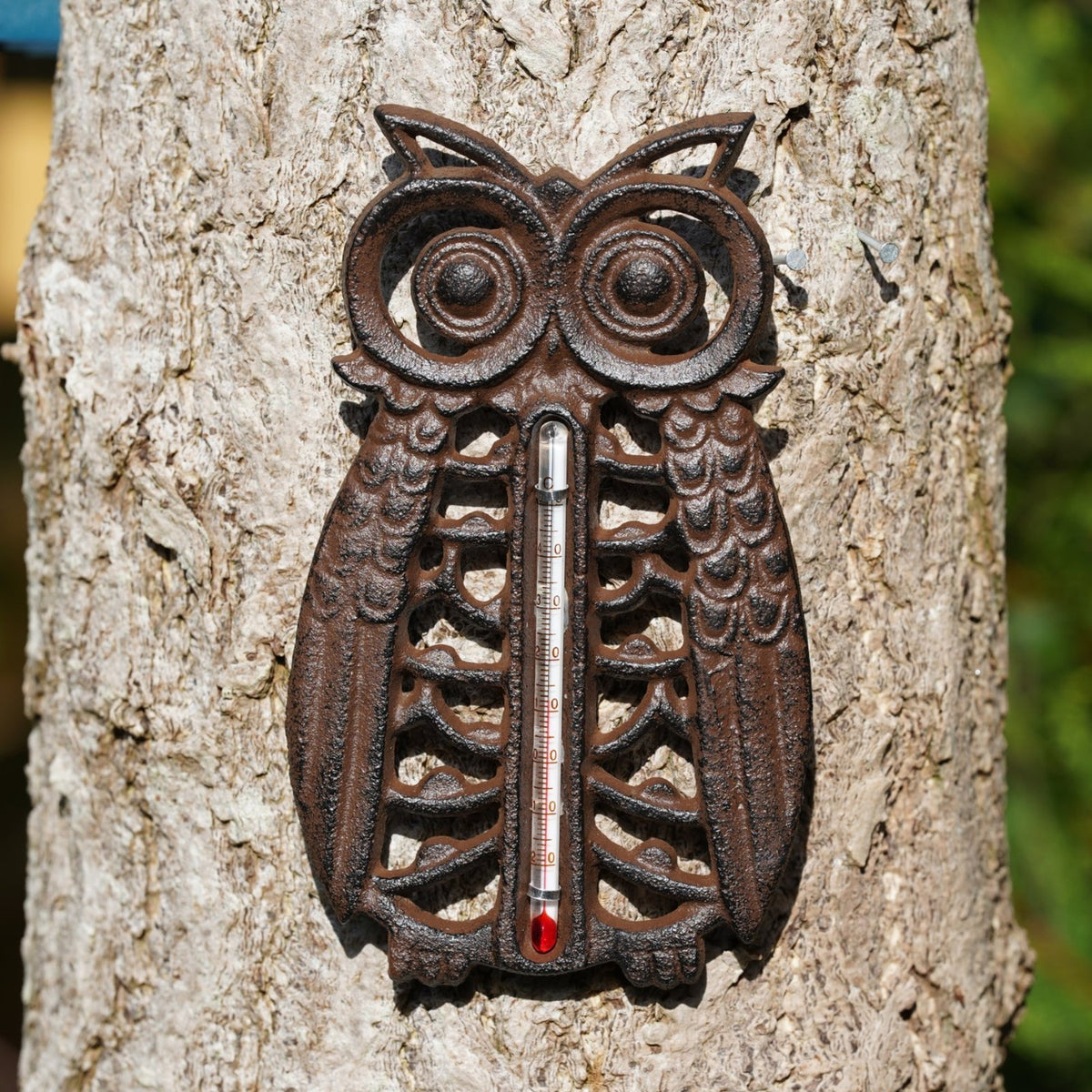 Cast Iron Owl Garden Wall Thermometer