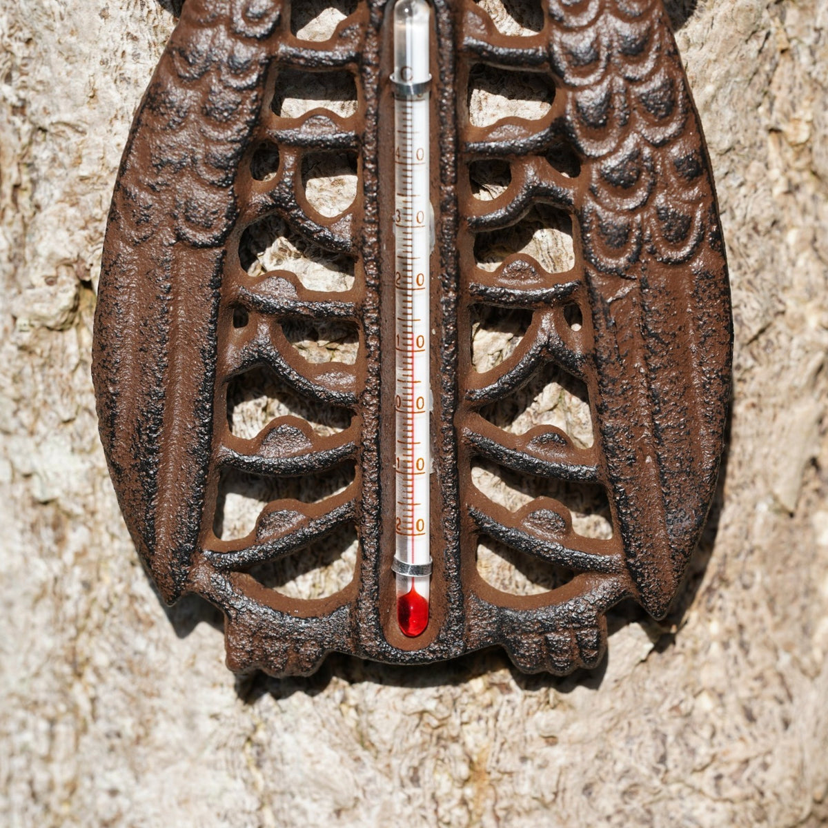 Cast Iron Owl Garden Wall Thermometer