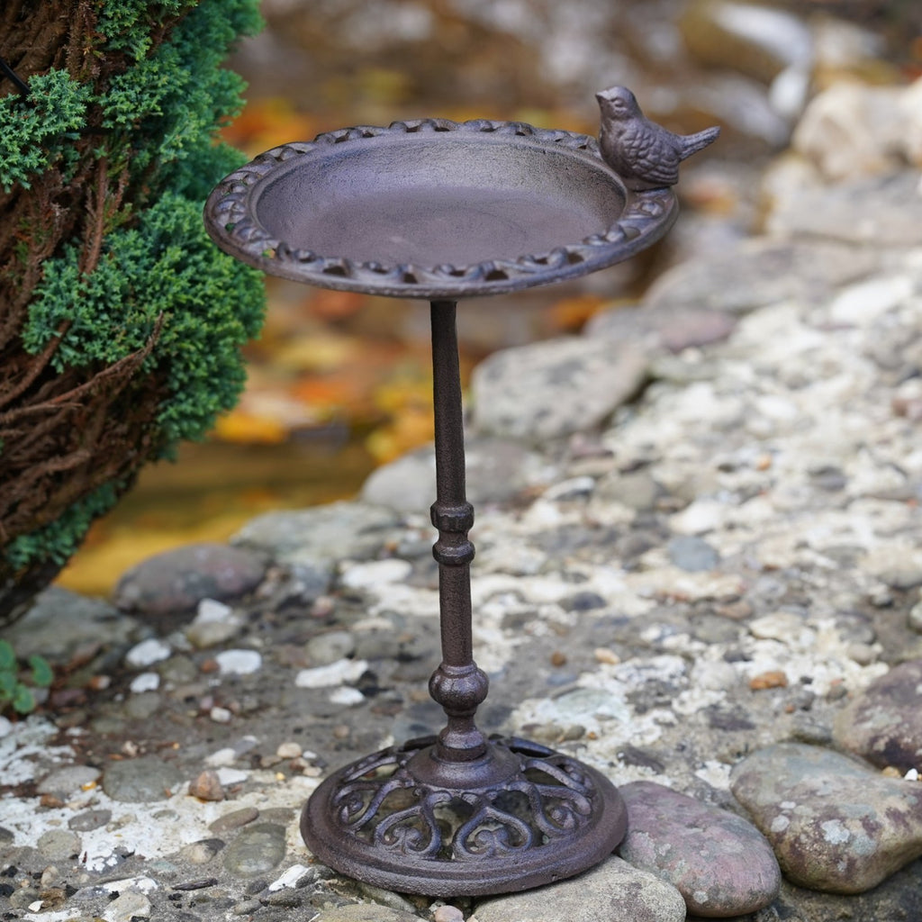 Cast Iron Bird Feeder Bath Large Pedestal