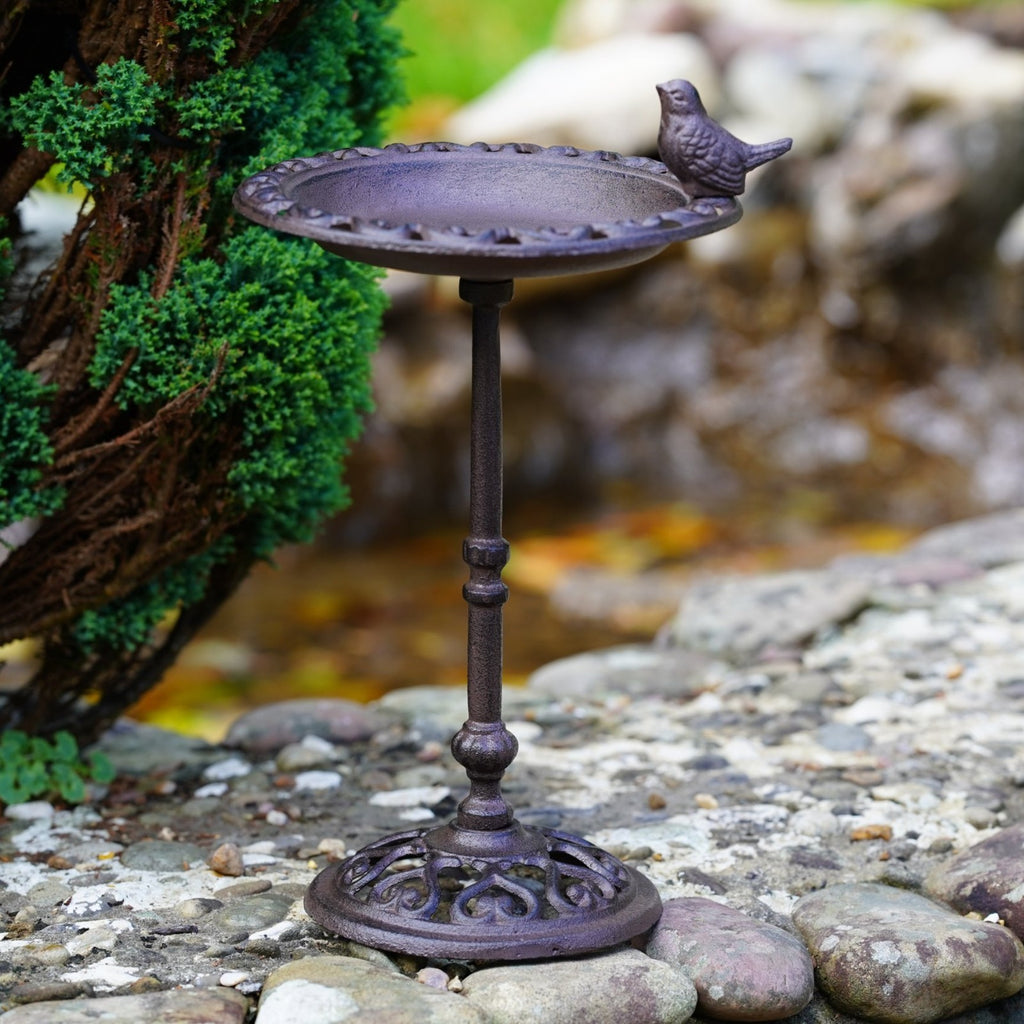 Cast Iron Bird Feeder Bath Large Pedestal