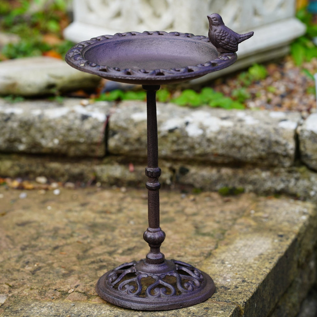 Cast Iron Bird Feeder Bath Large Pedestal