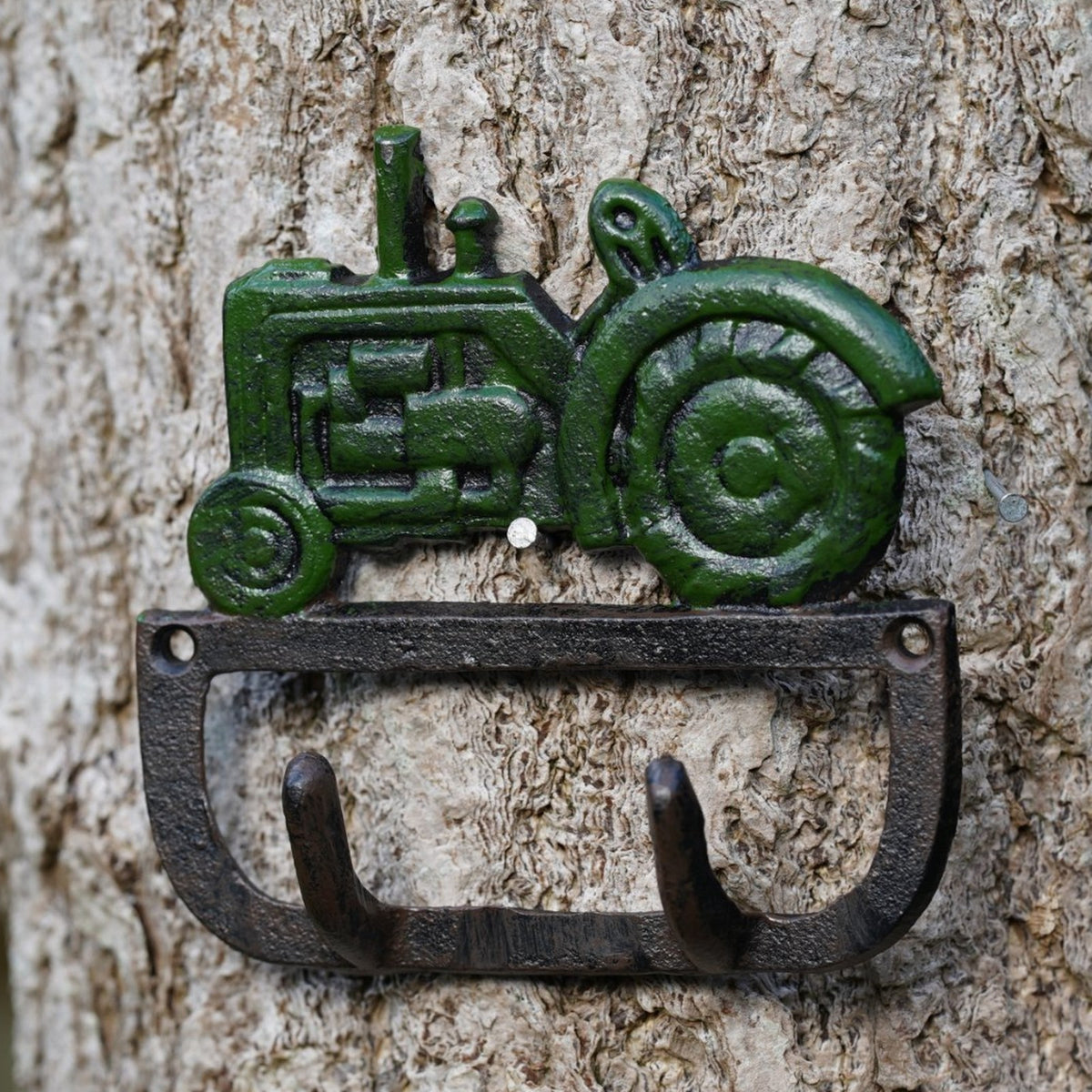 Cast Iron Tractor Coat / Key Hook Green