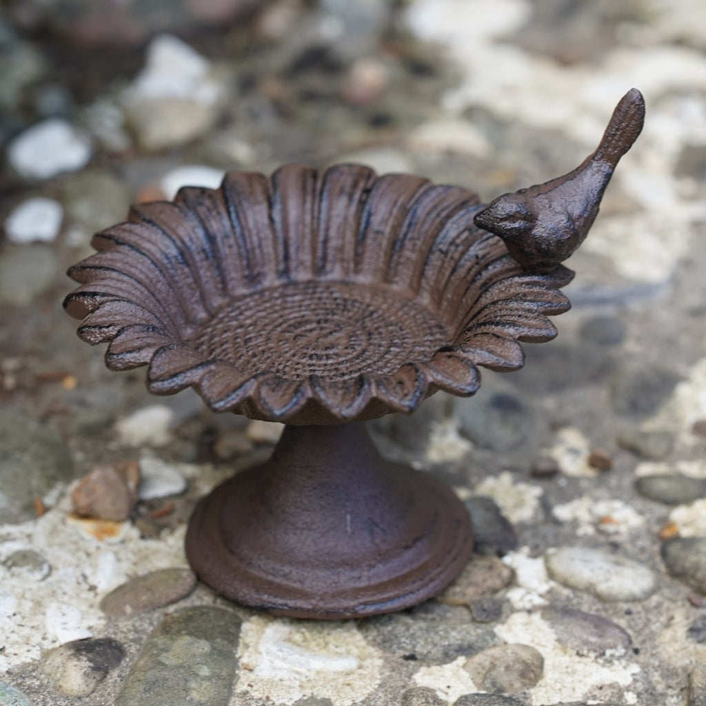 Cast Iron Sunflower Bird Bath Feeder