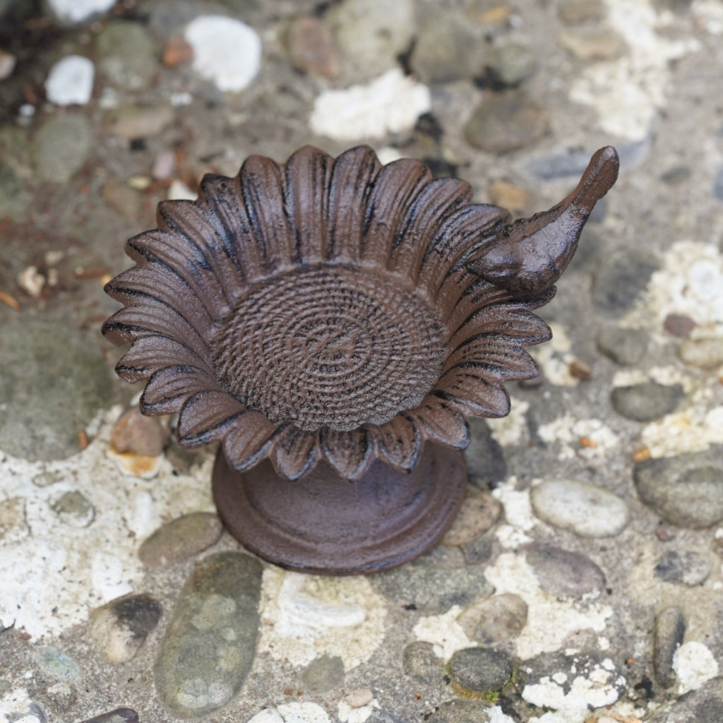 Cast Iron Sunflower Bird Bath Feeder