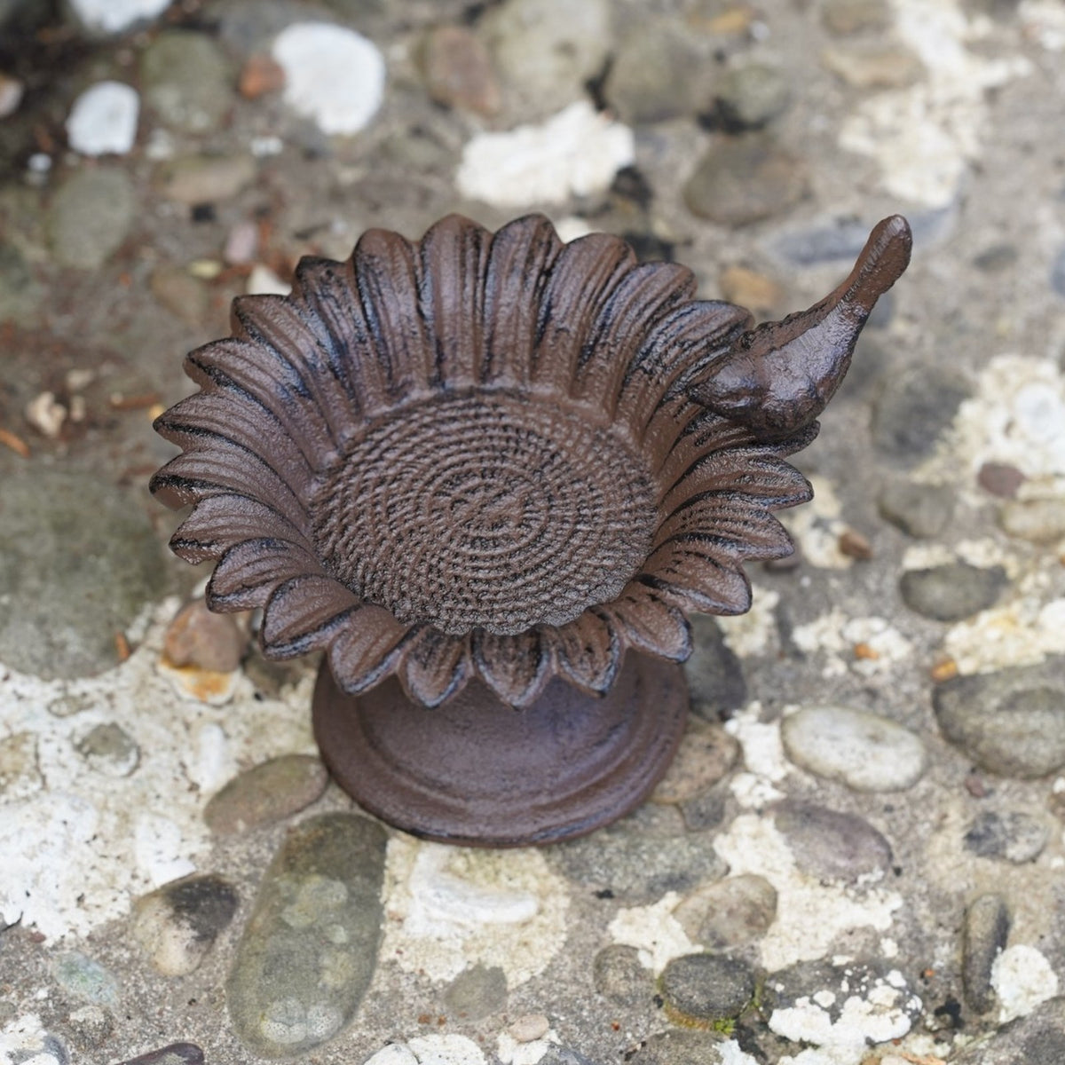 Cast Iron Sunflower Bird Bath Feeder