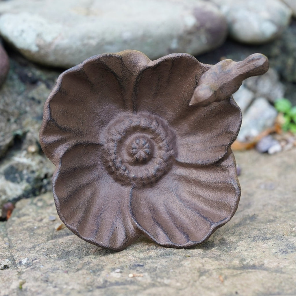Cast Iron Bird Bath Feeder Floral Shell