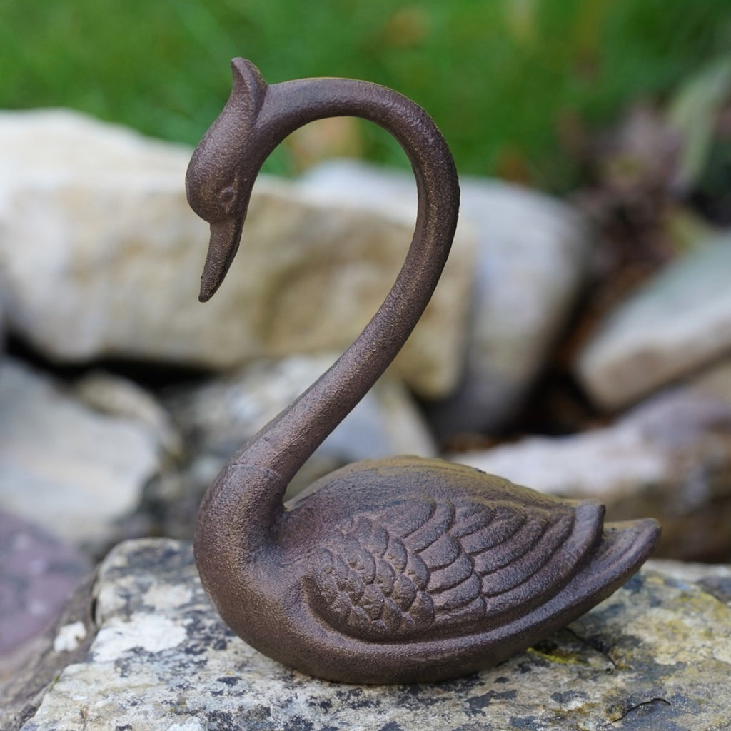 Cast Iron Swan Garden Ornament / Door Stop
