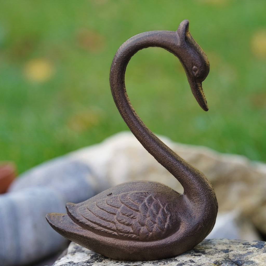 Cast Iron Swan Garden Ornament / Door Stop