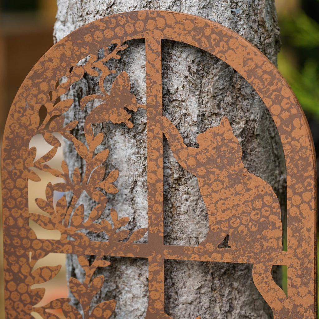 Large Curious Cat Metal Wall Planter
