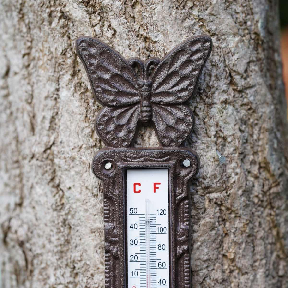 Cast Iron Butterfly Garden Wall Thermometer