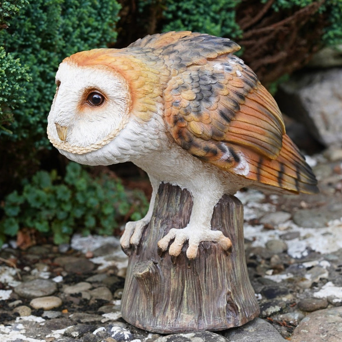 Watchful Barn Owl Resin Garden Statue