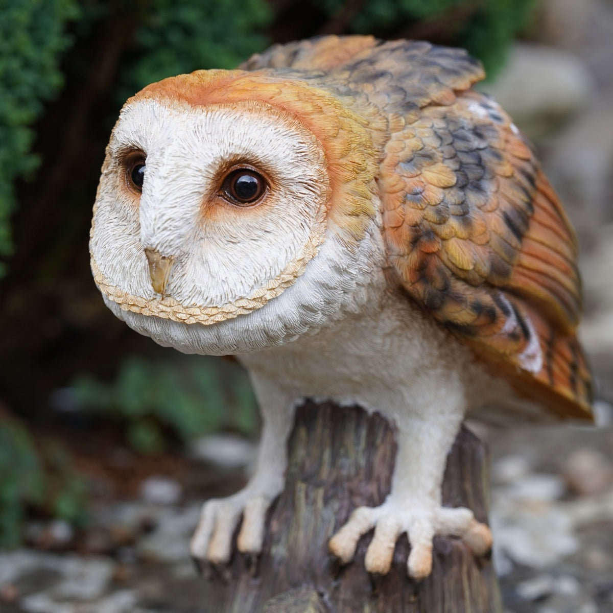 Watchful Barn Owl Resin Garden Statue