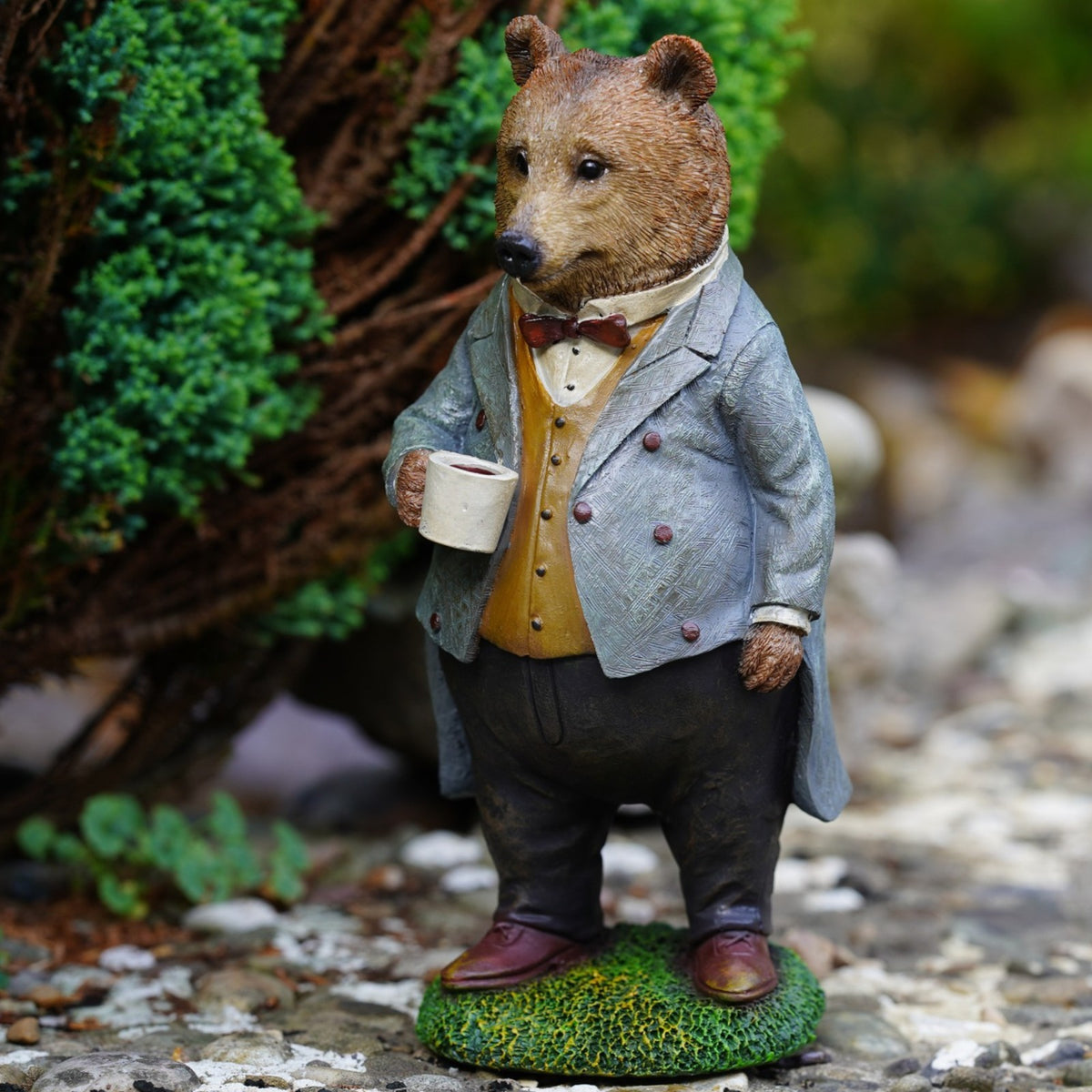 Gentleman Bear Resin Garden Statue