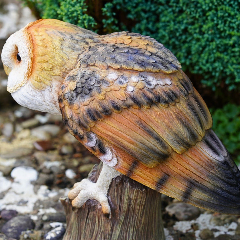 Watchful Barn Owl Resin Garden Statue