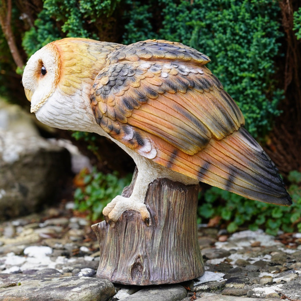 Watchful Barn Owl Resin Garden Statue