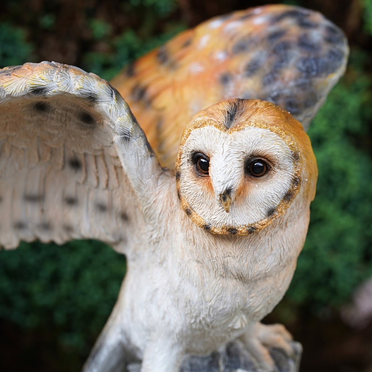 Large Winged Barn Owl Resin Garden Statue